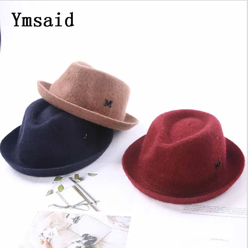 

Children's Wool Jazz Hat Autumn and Winter New Boy Girl Retro Baby England Gentleman M LOGO Panama Hat