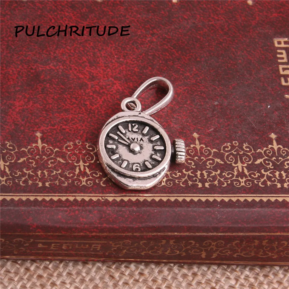 PULCHRITUDE 15 шт металлический сплав античные цвета бусы Подвеска часы амулет