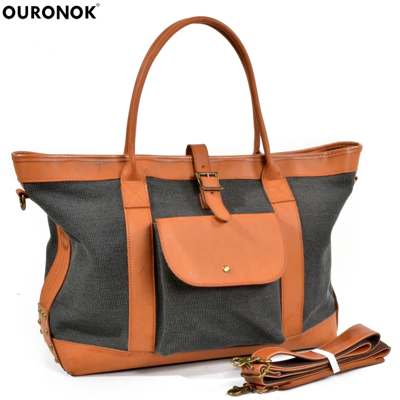 

OURONOK 2018 New Tote Women Bag Canvas Handbag big shopping Ladies Bag Contrast Color Shoulder Messenger Large Fashion Bags