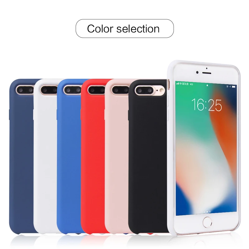 

for iPhone 7 Case Candy Color TPU Rubber Silicone Case for iPhone X XR XS Max 6 6S 7 Plus Matte Frosted Soft Protective Cover