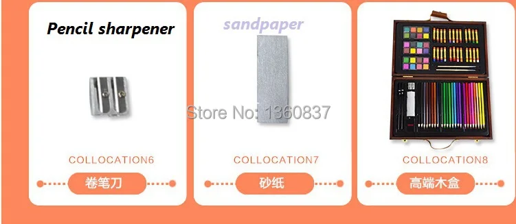 Хороший подарок для детей деревянный упакован акварельным карандашом + акварельный пигмент + жирный карандаш + кисть всего 8 подарков
