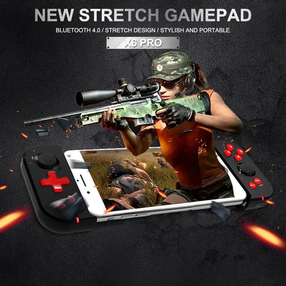 Black Bluetooth Wireless Gamepad Red Warrior X6Pro Peace Elite Phone Game Controller - Color: Black