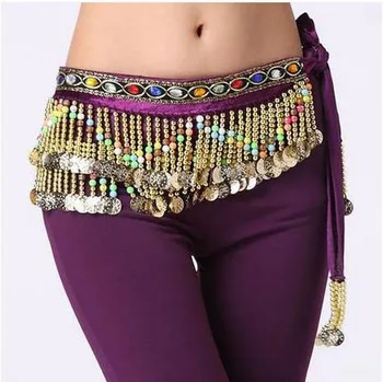 

Belly dance costumes senior velvet 256 gold coins belly dance belts for women belly dancing hip scarf