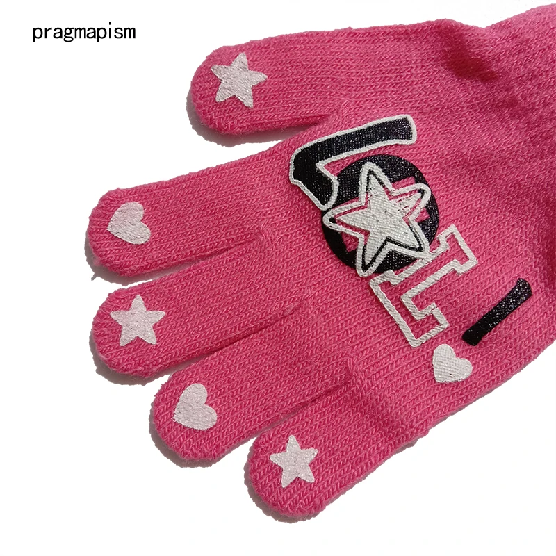 Мягкие теплые детские перчатки для мальчиков и девочек на осень и зиму, модные теплые вязаные перчатки с рисунком