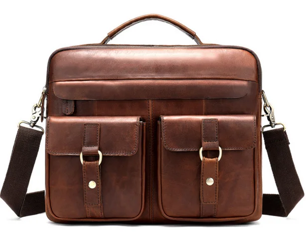 الرجعية متعددة الوظائف الرجال جلد طبيعي حقيبة أعمال جلد البقر Crossbody الكتف حقيبة للكمبيوتر المحمول حقيبة يد للسفر D250