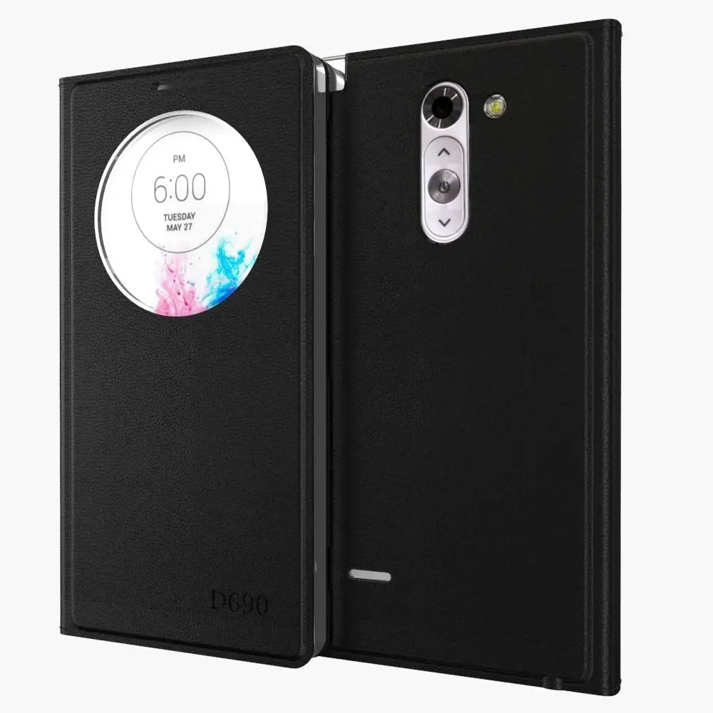 

Fashion Window View Quick Circle Case For LG G3 Stylus D690 D690N Luxury Leather Flip Cover Case Cell Phone Bag