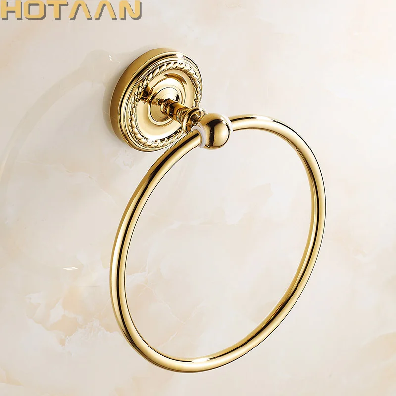 Золотое кольцо для полотенец Держатель для ванной комнаты твердый медный круглое полотенце держатель кольцо настенный кронштейн для полотенец в ванную комнату аксессуары для полотенец 12291 г
