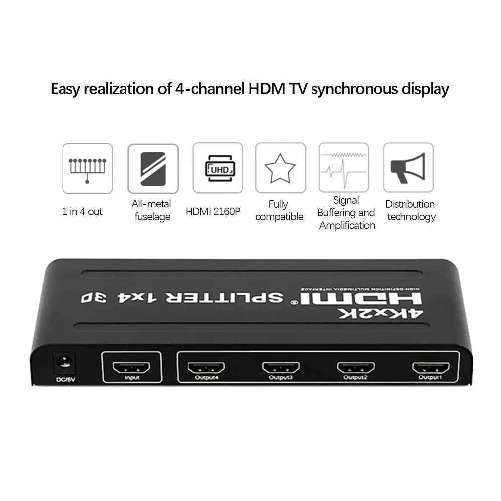 Full HD HDMI сплиттер 1X4 4-портовый концентратор репитер усилитель v1.4 3D 1080p 1 в 4 выхода