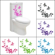 Забавная Новинка Бабочка и цветок сиденье для унитаза/стикер/наклейка Мода 3D стены Stikcers на стену украшение дома