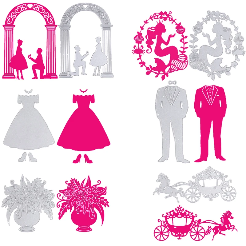 

Wedding Lover Flower DIY Metal Cutting Dies Wedding Photo Album Cards Making Decoration Scrapbooking Embossing Craft Dies