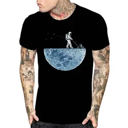LAUKEXIN смешные футболки лето мода подняться на Луну печатных футболка Повседневное короткий рукав футболка из 100% хлопка хлопковые топы