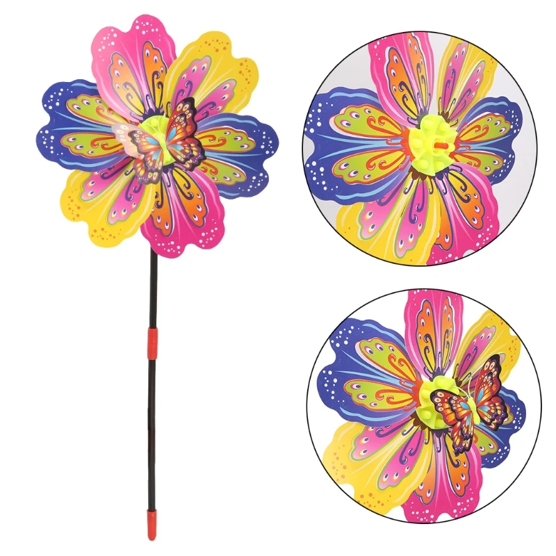 

3D Butterfly Flower Windmill Wind Spinner Home Garden Yard Decoration Kids Toy