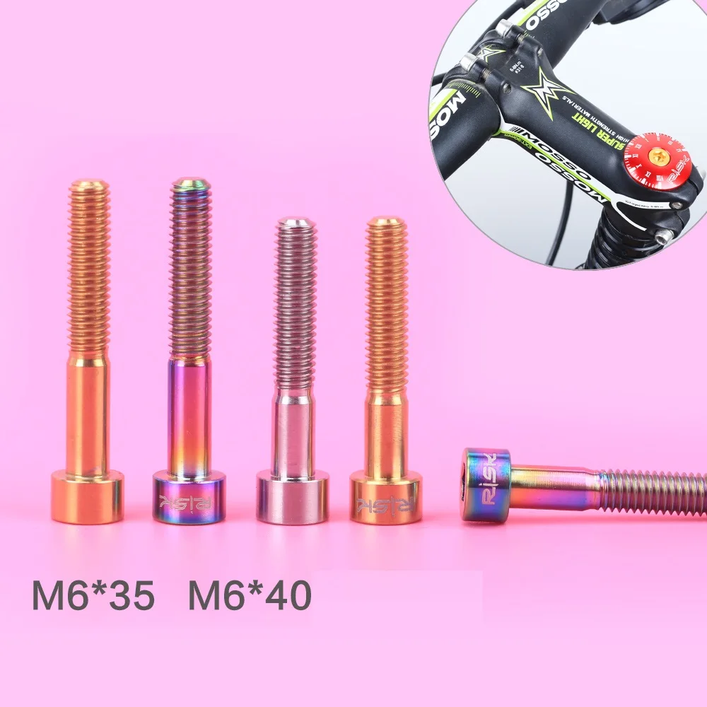 5pcs Bicycle Cycling Headset Bolts M6x40mm M6*35Titanium Ti Screws For