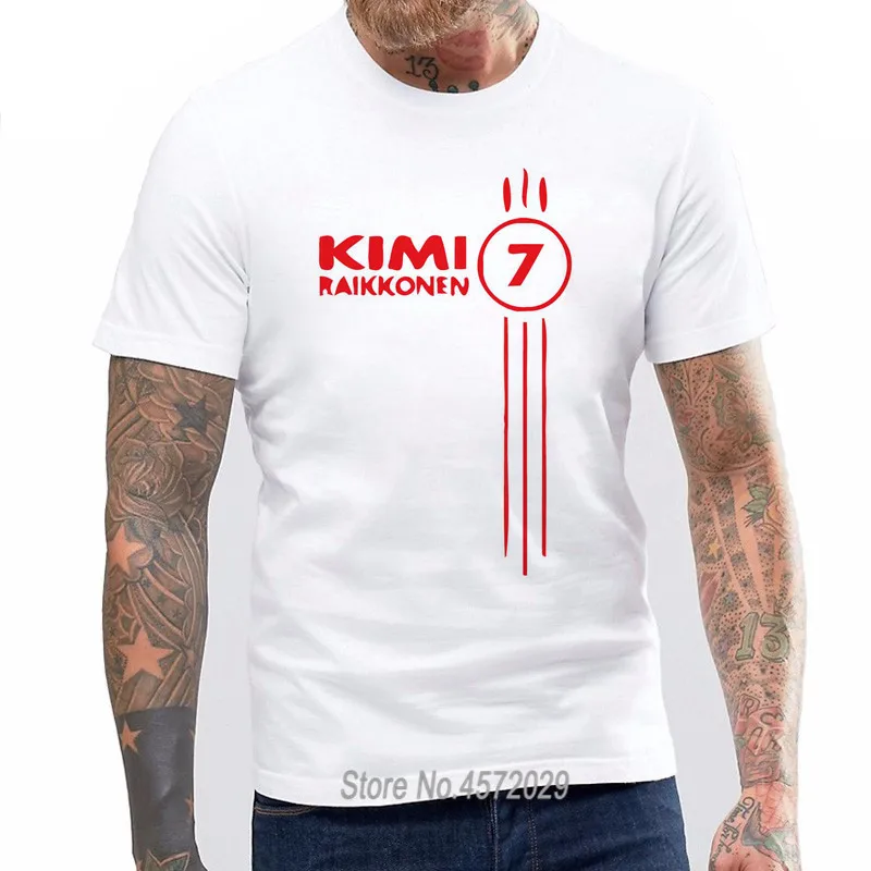 

Kimi Raikkonen Number 7 Mens Ringer T Shirt Formula 1 Driver Leisure Short sleeve Round neck Cotton Tee