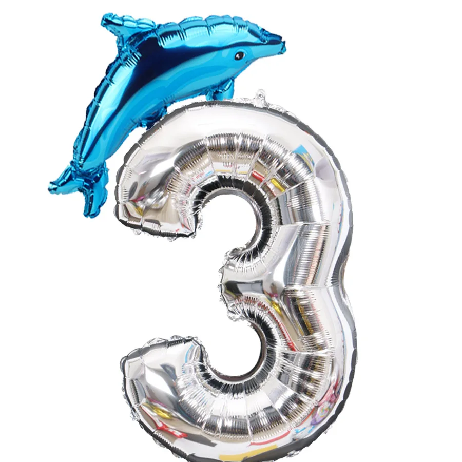 Детские вечерние шары на 1-й день рождения с изображением акулы, морских животных, шаркнадо, размер 40 дюймов, шар с цифрами 1, 2, 3, 4, 5, 6 лет, детский Декор на день рождения - Цвет: same as picture