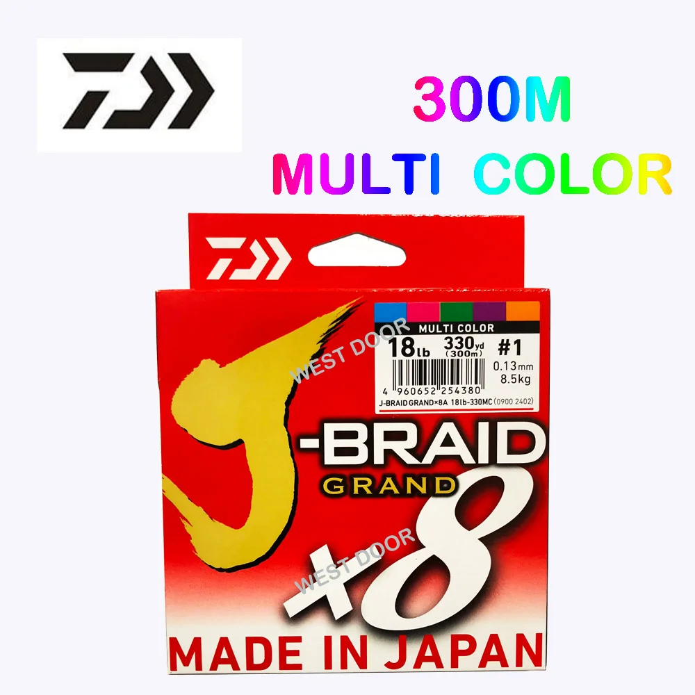 Новинка DAIWA J-BRAID GRAND X8 плетеная леска PE темно-зеленая многоцветная Сделано в Японии - Цвет: 300M MULTI COLOR