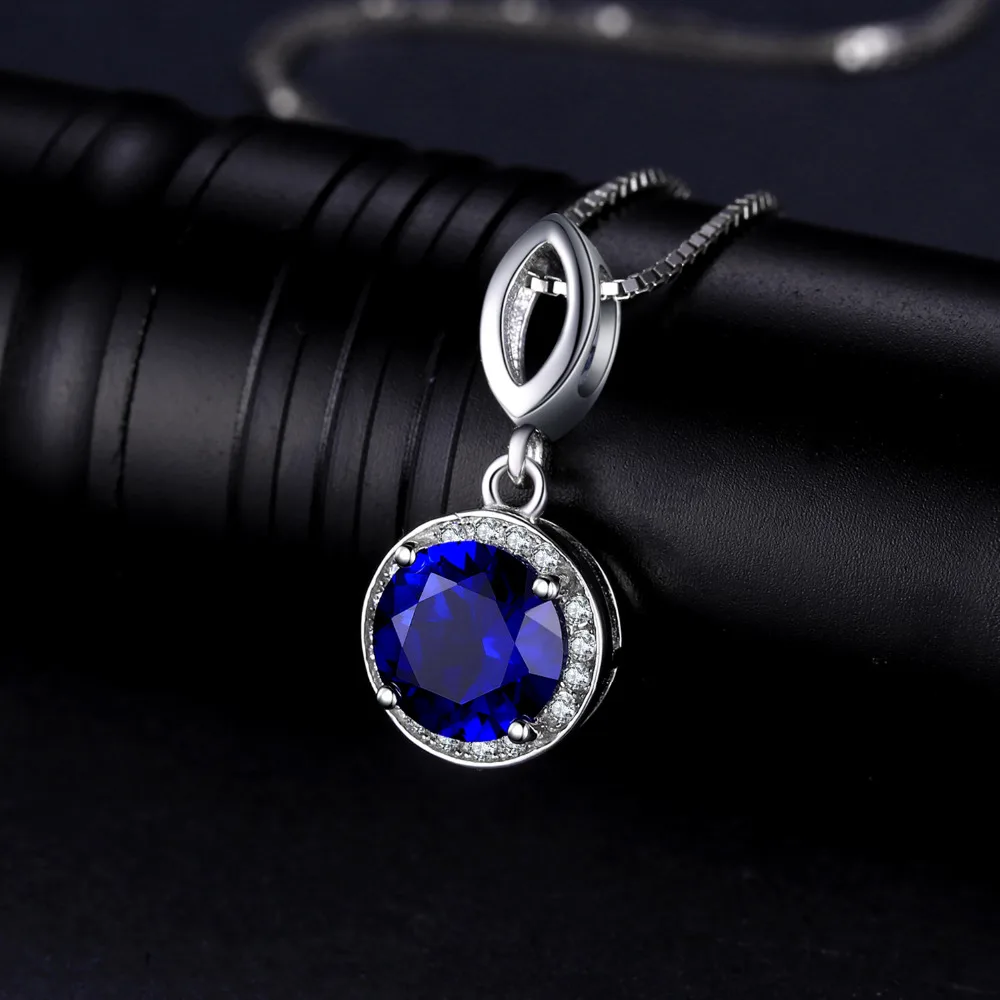 Jewelrypalace круглой огранки 2.5ct создания Сапфир Halo кулон Твердые стерлингового