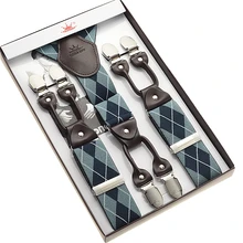 Синий проверяет Мужская жаккардового переплетения чулок 6 клипы чулок