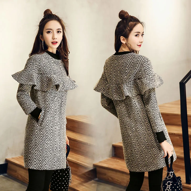 Newest Faux Suede Patchwork hooded Female Jacket winter Long wool parkas Chrismas lovely sweet Women Europe  Style Coat