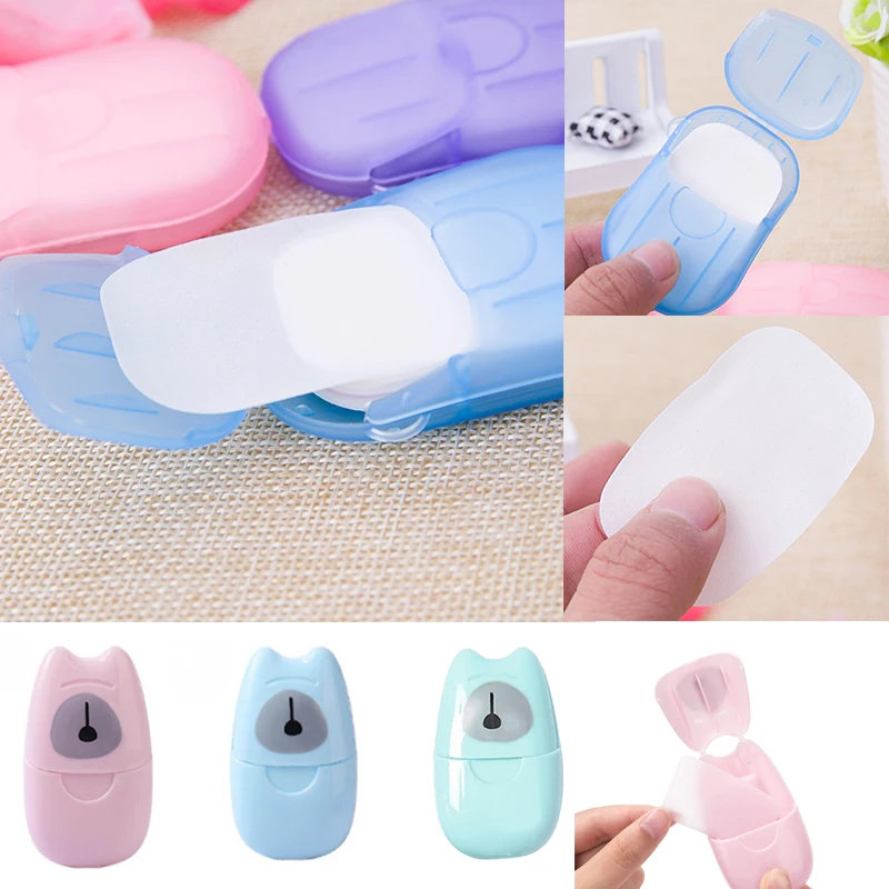 

20pcs/50pcs Outdoor Travel Washing Hand Mini Soap Paper Boxed Foaming Box Skincare Convenient Makeup Scented Slice Sheets