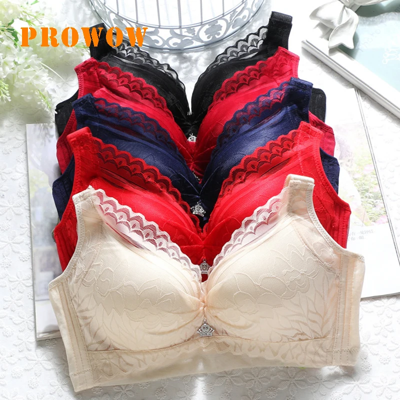 

Prowow Steel Ring Closed Deep V Underwear Adjusted Bra Lace Sexy Women Bras Lingerie Bralette Thin Women Bra Female 3/4 Cup