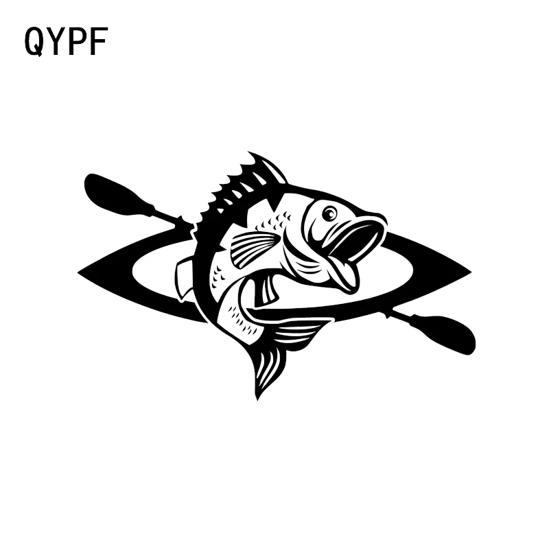 QYPF 17*10.7CM Interesting Exploring Canoe Ahd Fish Decor Car Styling Vinyl C16-1162 | Автомобили и мотоциклы