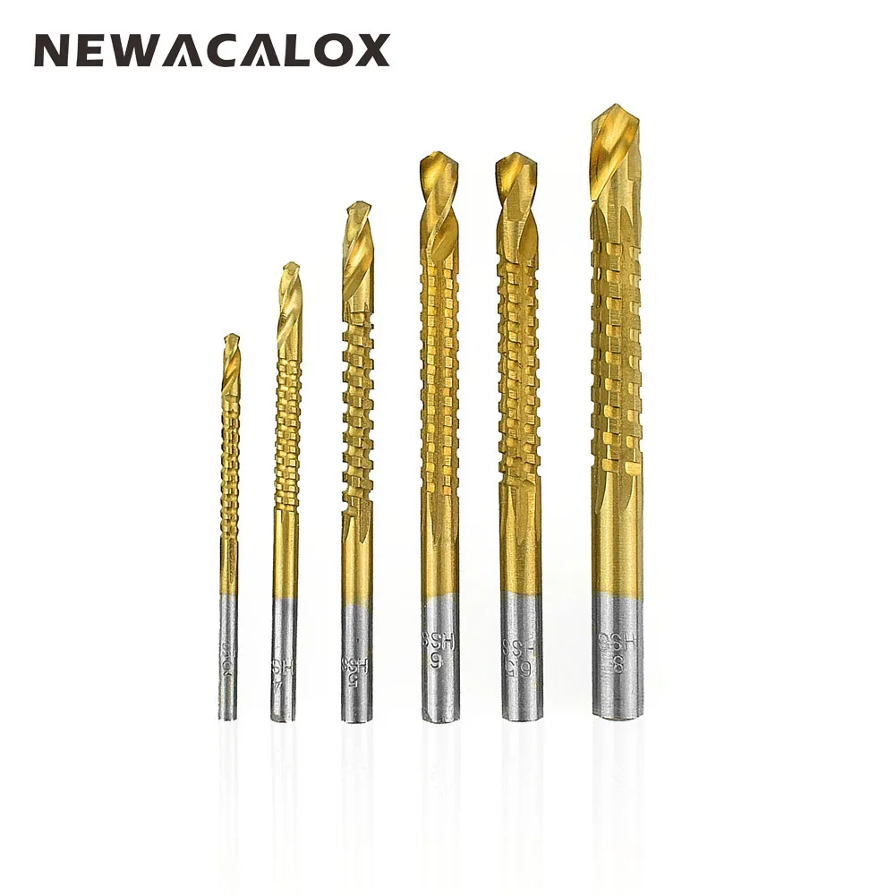 NEWACALOX 6pcs Broaching Groove Drill Bit Set Zigzag Sawtooth Drills
