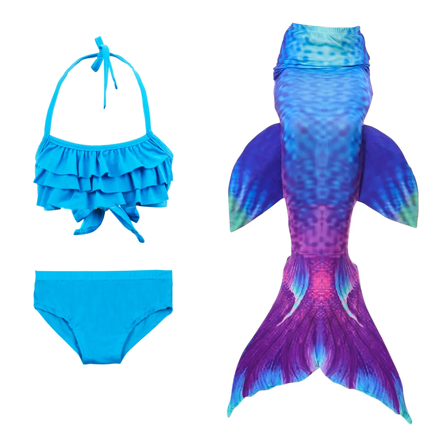 3pcs swimsuit only Новинка года; Детский костюм Русалочки для девочек; женский купальник-бикини; костюм на Хэллоуин для детей - Цвет: 3pcs swimsuit only