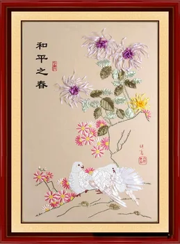 

90X60cm DIY 3D Cross Stitch Kit Needlework Unfinished Ribbon Embroidery Painting Chinese Style spring Stitching Craft Gift