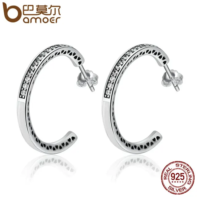 Bamoer 925 Sterling Silver Radiant Hearts White Enamel Clear Cz Hoop Earrings For Women Jewelry Bijoux Sce211 In From Bamoer 925 Sterling Silver Radiant Hearts White Enamel Clear Cz Hoop Earrings For Women Jewelry Bijoux Sce211 In From