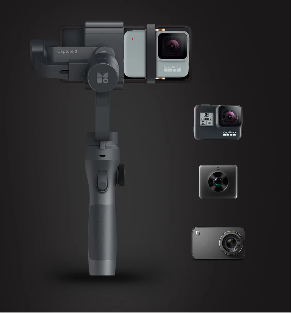 Funsnap Caputure 2 смартфон 3 оси Gimba Экшн камера Gimbal для IOS Andriod Gopro 7 6 5 eken Yi Gimbal комплект со светодиодный микрофоном