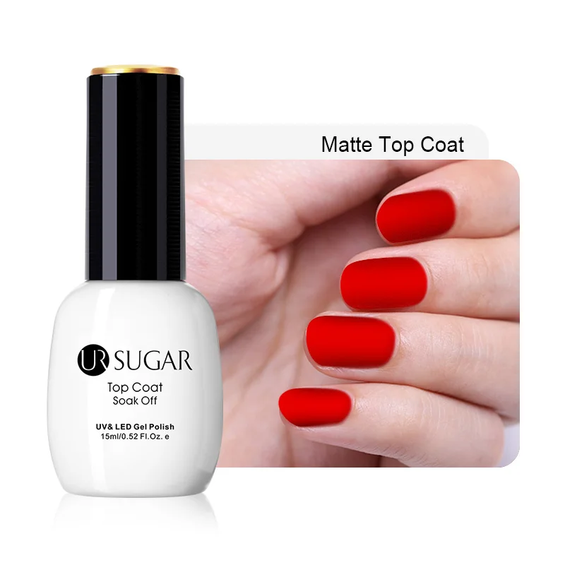 UR SUGAR Base Coat Top Coat Tempered Enhance Nail Gel Polish Matte No Wipe Top Coat Soak Off UV Gel Varnish Lacquer Manicure - Цвет: 15ml Matte Top Coat