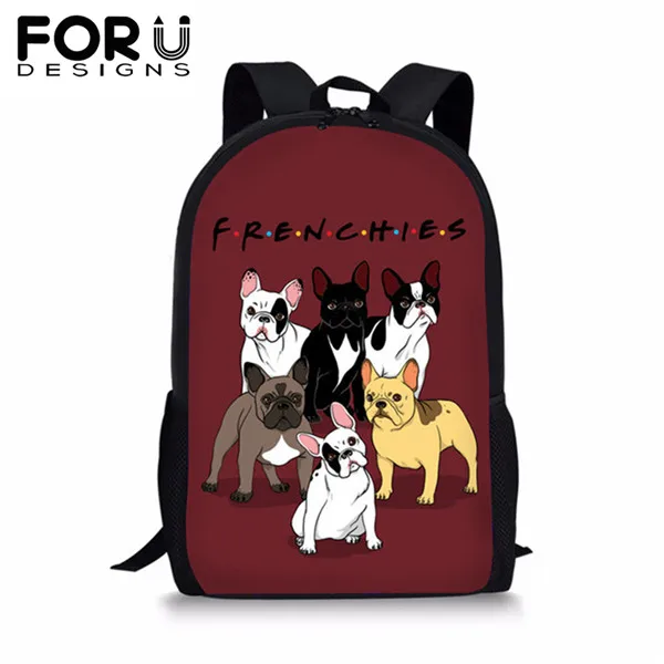 Z4230C FORUDESIGNS Kids 3 шт./компл. Рюкзак Мультфильм Французский бульдог животные принты брезентовые Школьные Рюкзаки рюкзаки для подростков девочек мальчиков студентов - Цвет: Z4230C