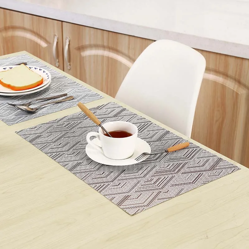 Meltset 4pcs/lot PVC Placemats Rectangle Table Mats For Dinning Table European Style Cup Pot Pads Kitchen Dining Decoration