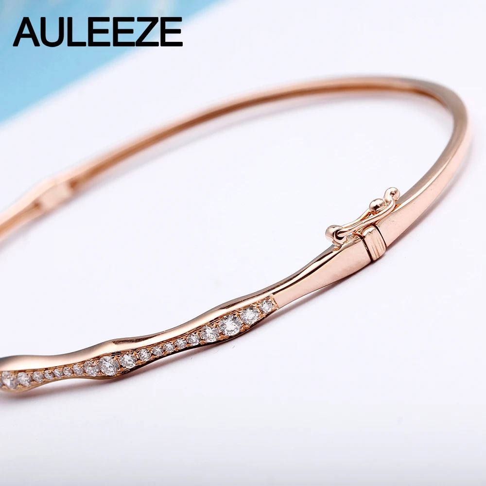 AULEEZE 0,6 CTTW сертифицированный бриллиант манжеты браслеты ювелирные изделия 18 к розовое золото проложить установка настоящий Алмаз браслеты для женщин