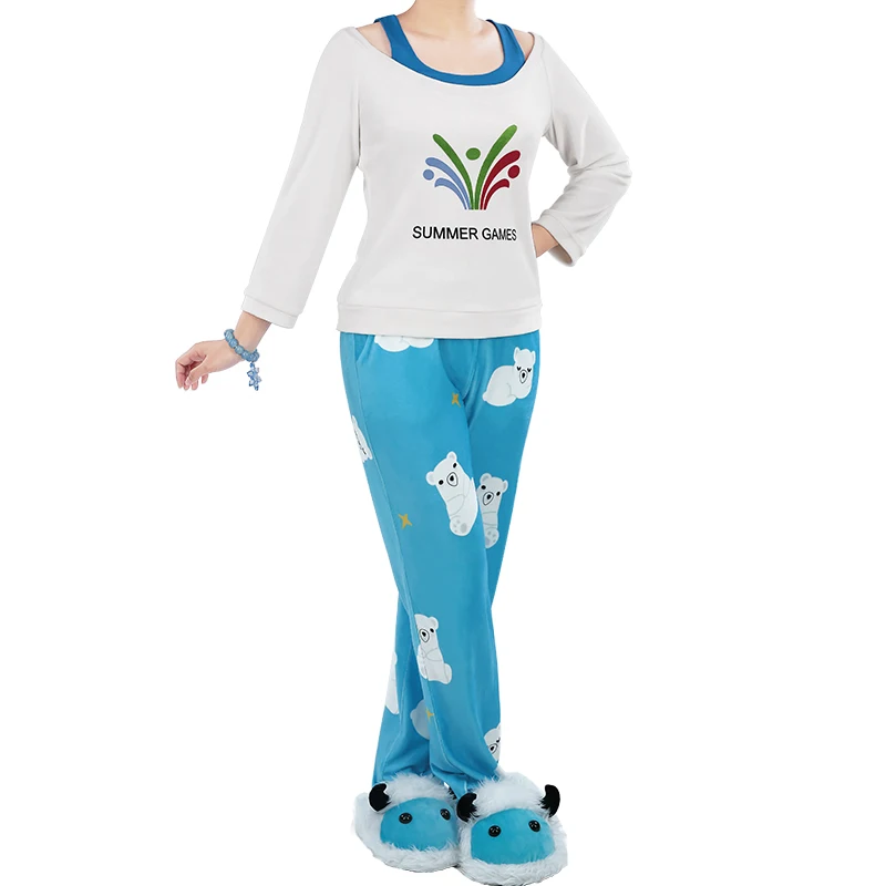 

Ow Kawaii Mei Summer Games Sweater Cosplay Pajamas Meiling Zhou Costume Polar Bear Pants Bracelet and accessory