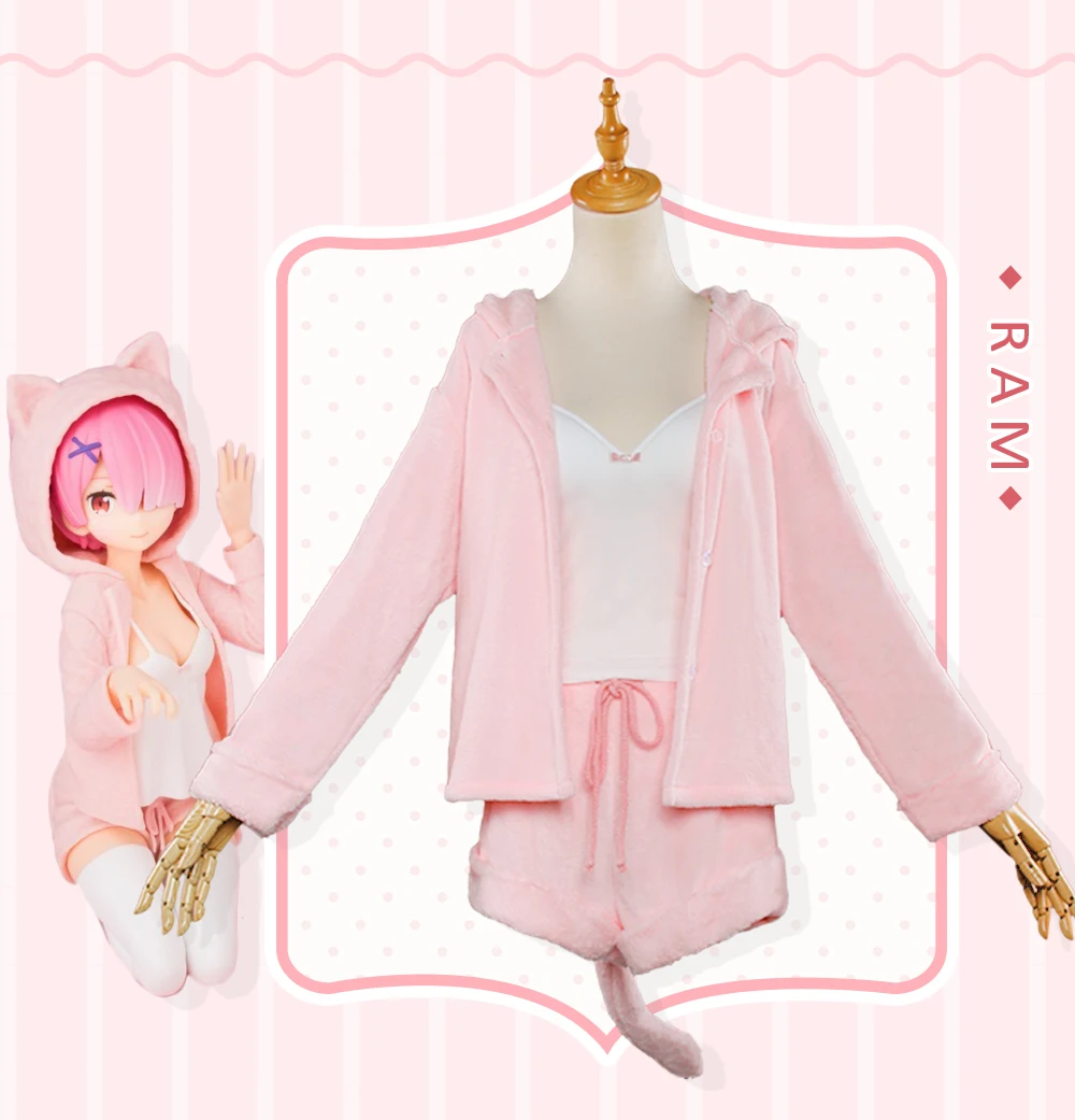 UWOWO Re:Life in a different world from zero Cosplay Rem Ram Sexy Cat Ear Ver Costume Women Anime Re zero Cosplay Pajamas