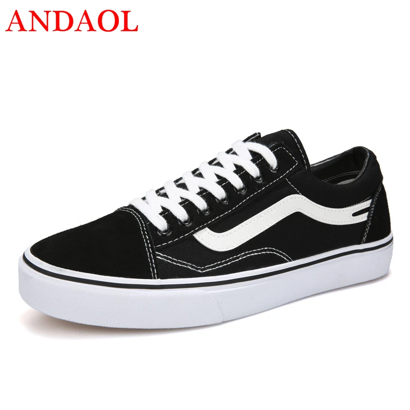 

ANDAOL Men's Casual Shoes Top Quality Solid Breathable Light Tenis Feminino Sneakers New Luxury Lace-Up Campus Canvas Trainers