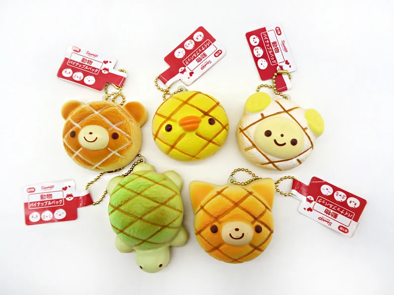 

Kuutti Squishy 30 PCS Cute Pineapple Bread Style Animal Squishy Rilak Bear Duck Sheep Dog Turtle Mini Squishy Kawaii Phone Strap