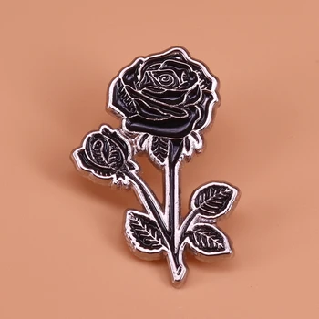

Black rose enamel pin flower brooches for women Valentine gift punk Goth art jewelry fashion ladies accessories