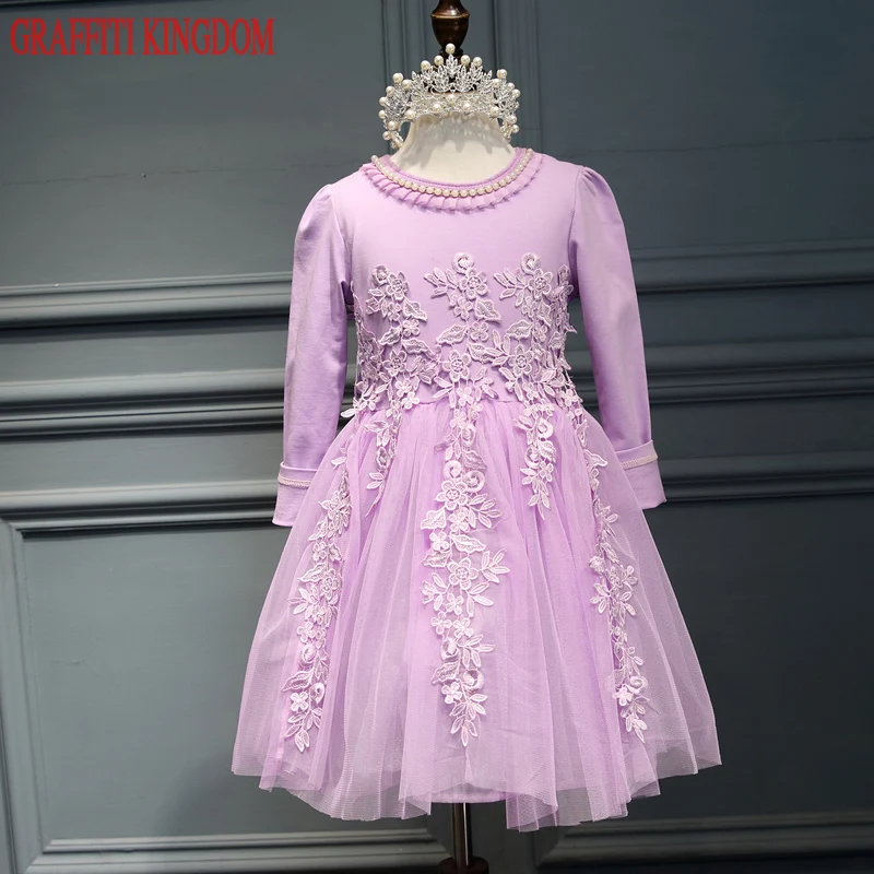 

Kids boutique dresses for girls New Arrival 2017 Spring and Autumn teenage children pink dress big girl long sleeve clothing