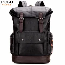 VICUNA POLO Simple Patchwork Large Capacity Mens Leather Backpack For Travel Casual mochila Men Daypacks Travle