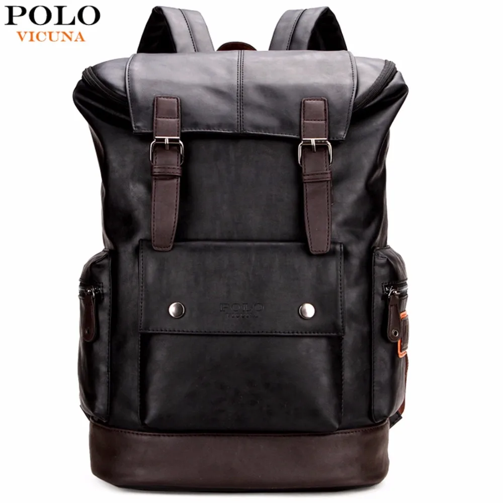 Pаспродажа VICUNA POLO, простой лоскутный Большой Вместительный мужской кожаный рюкзак для путешествий, повседневный мужской рюкзак mochila, кожаный рюкзак дл...