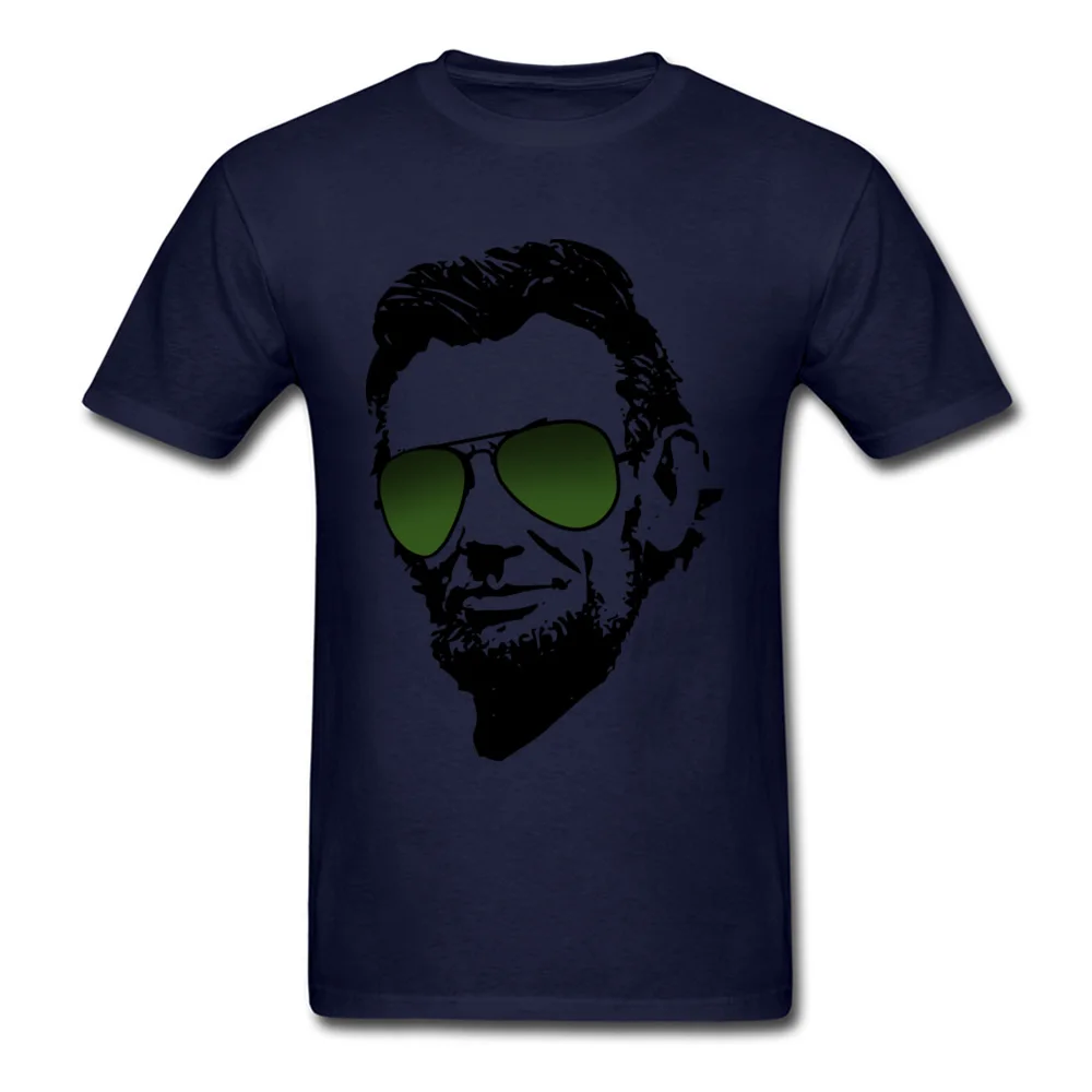 Normal Cool Abe Lincoln in aviators Men T-Shirt Fashionable Lovers Day Short Sleeve Crew Neck Cotton Tops & Tees Tee Shirt Cool Abe Lincoln in aviators navy