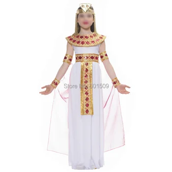 

Free shipping children girls glitter sequins queen Cleopatra dress with headband decoration halloween costume
