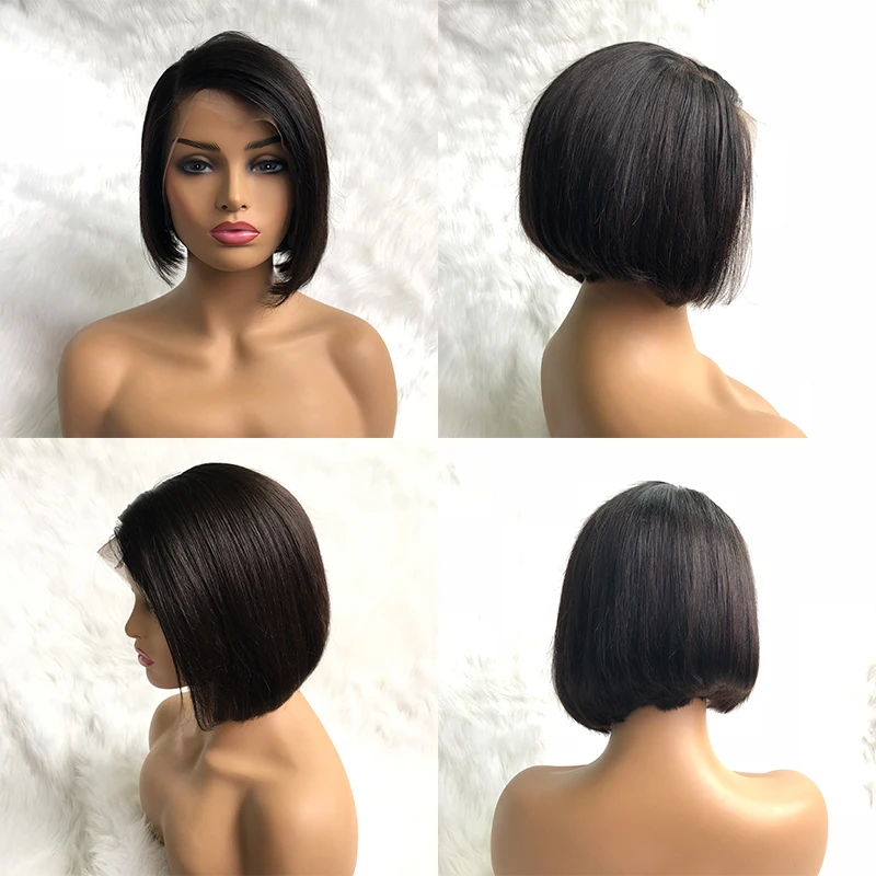 Hot Beauty Hair Lace Front Human Hair Wigs Short Bob Wig 150%Density Brazilian Remy Hair Straight For Black Women 4x13 Lace Wig