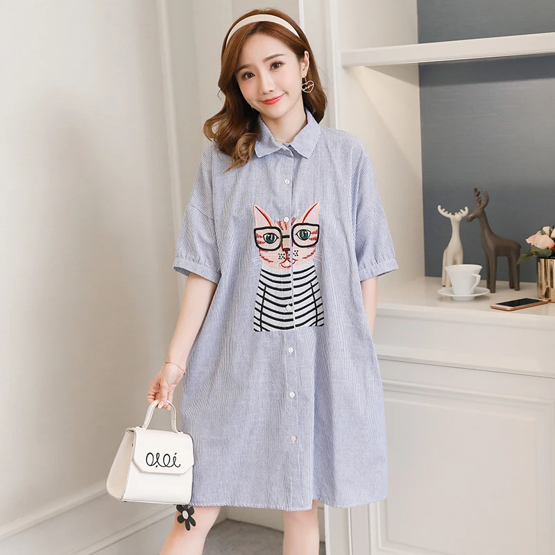 Cute Cat 4XL Maternity Clothing Maternity Blouses Spring Summer Plus Size Maternity Shirts Top Clothes For Pregnant Women New