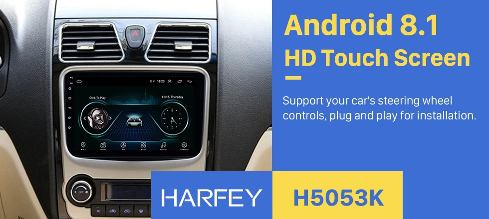 Clearance Harfey GPS Navigation Car Stereo for 2012 2013 2014 Geely Emgrand EC7 Android 8.1 3G WiFi AM FM Radio USB AUX support 1080P DVR 0