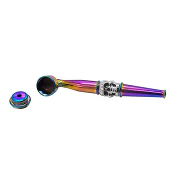

Metal Smoking Pipe Tobacco Pipe Cool Skull Head Style Cigarette Container Herb Grinder Mesh Filter 11.5cm