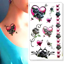 Burgundy Heart Temporary Tattoo Body Art Flash Tattoo Sticker Waterproof Adult Product Car Styling Henna Fake Tatoo Wall Sticker
